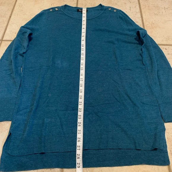 Lily Morgan Teal Blue Button-Detail Sweater - Size Large - Picture 7 of 7